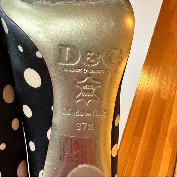 Dolce & Gabbana Black and White Polka Dot Peep Toe Pumps - Picture 7 of 10
